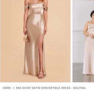 Shiny Mia Convertible- Birdy Grey Champagne Satin Dress